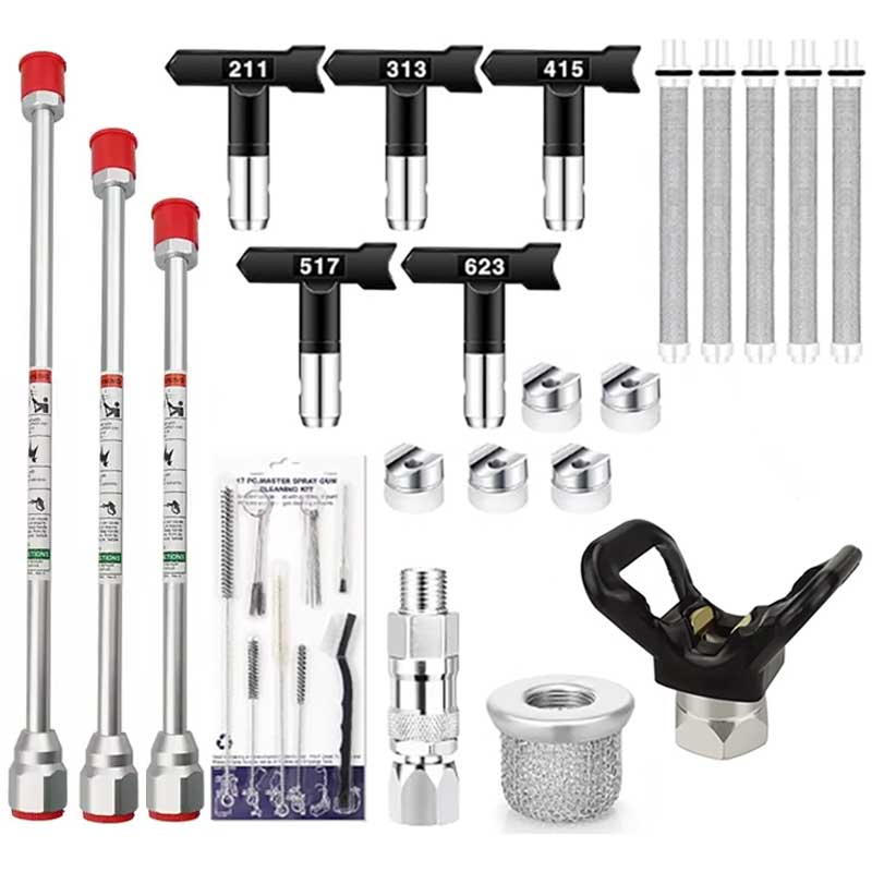 Nozzle Cleaning Kit - 17-delige Airless Verfspuitpistoolset, 5 spuitmonden, 3