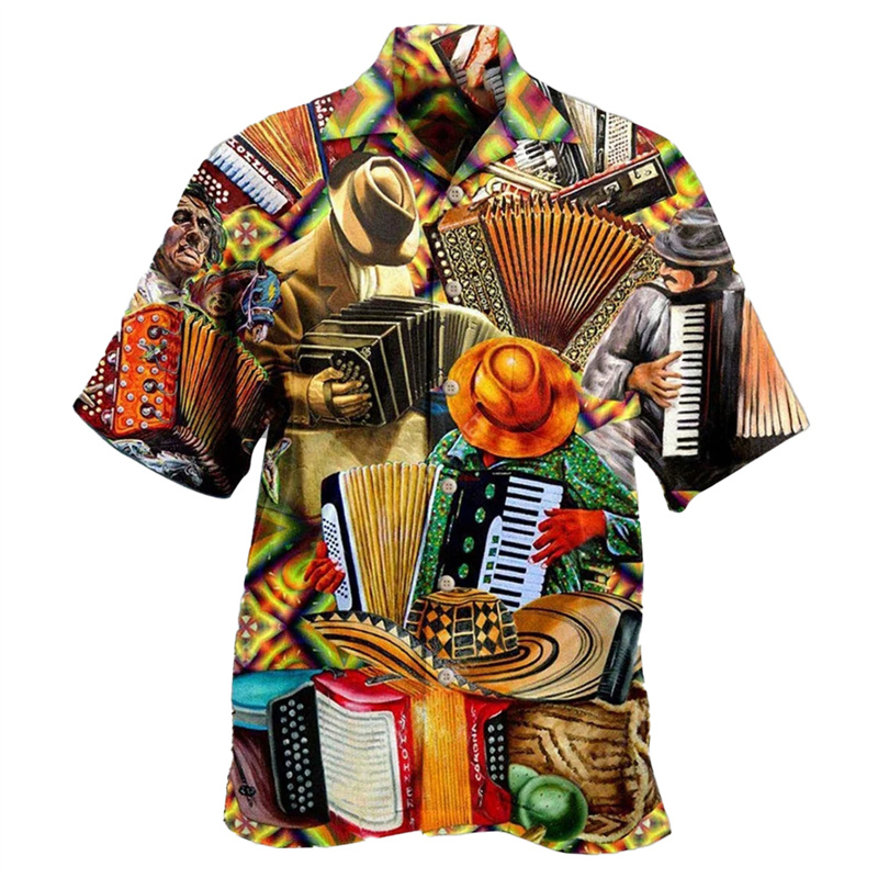 3D Printing Guitar - Gitaar Muziek Grafisch Hawaiiaans Shirt Voor