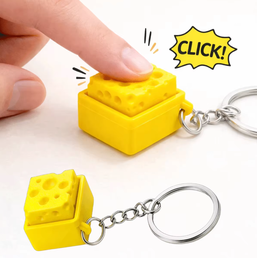3D Printing Gif - 3D-geprint mini-kaas-toetsenbord klikker sleutelhanger fidgetknop stressverlichter