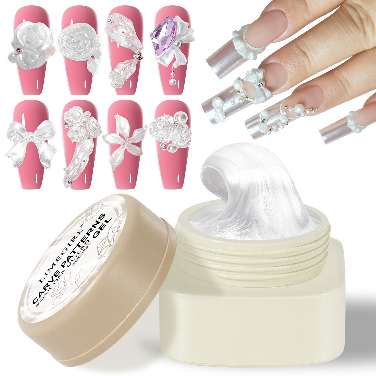3D Printing Epoxy Resin - LIMEGIRL 3D Parel Carving Nagelgel Nagel
