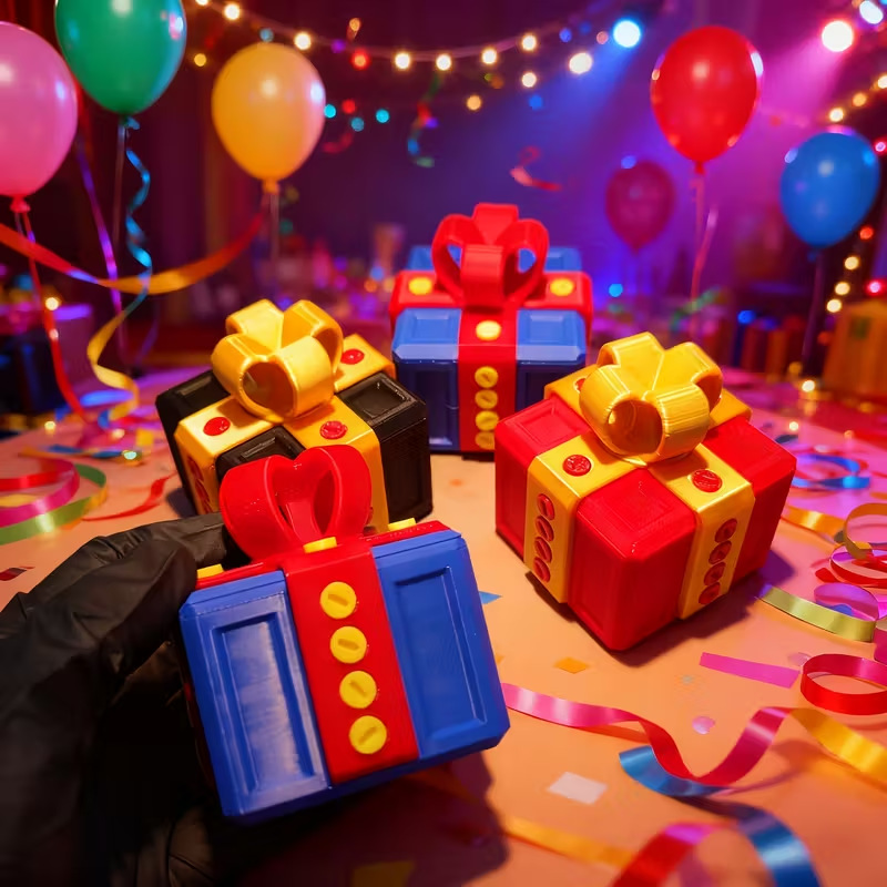 3D Printing Gif - Vervelend grappige, 3D-geprinte cadeaudoos met plastic