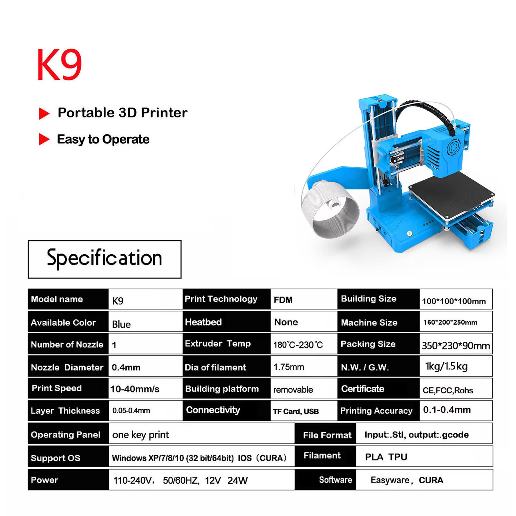Nieuwe K9 Modulaire Draagbare  - 3D Printing Software recensie en prijs